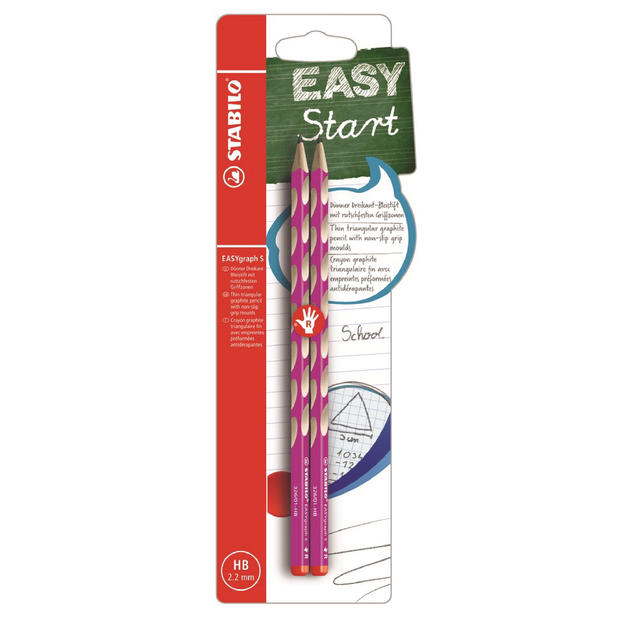 Grafit ceruza Stabilo EASYgraph SR HB rózsaszín, 2 db buborékfólia