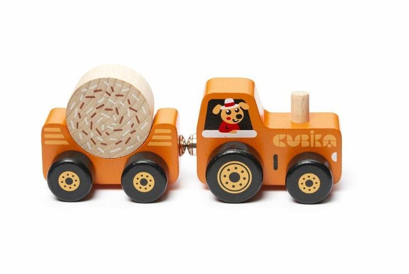 Cubika 15351 Traktor utánfutóval - fa kirakós játék mágnessel, 3 rész