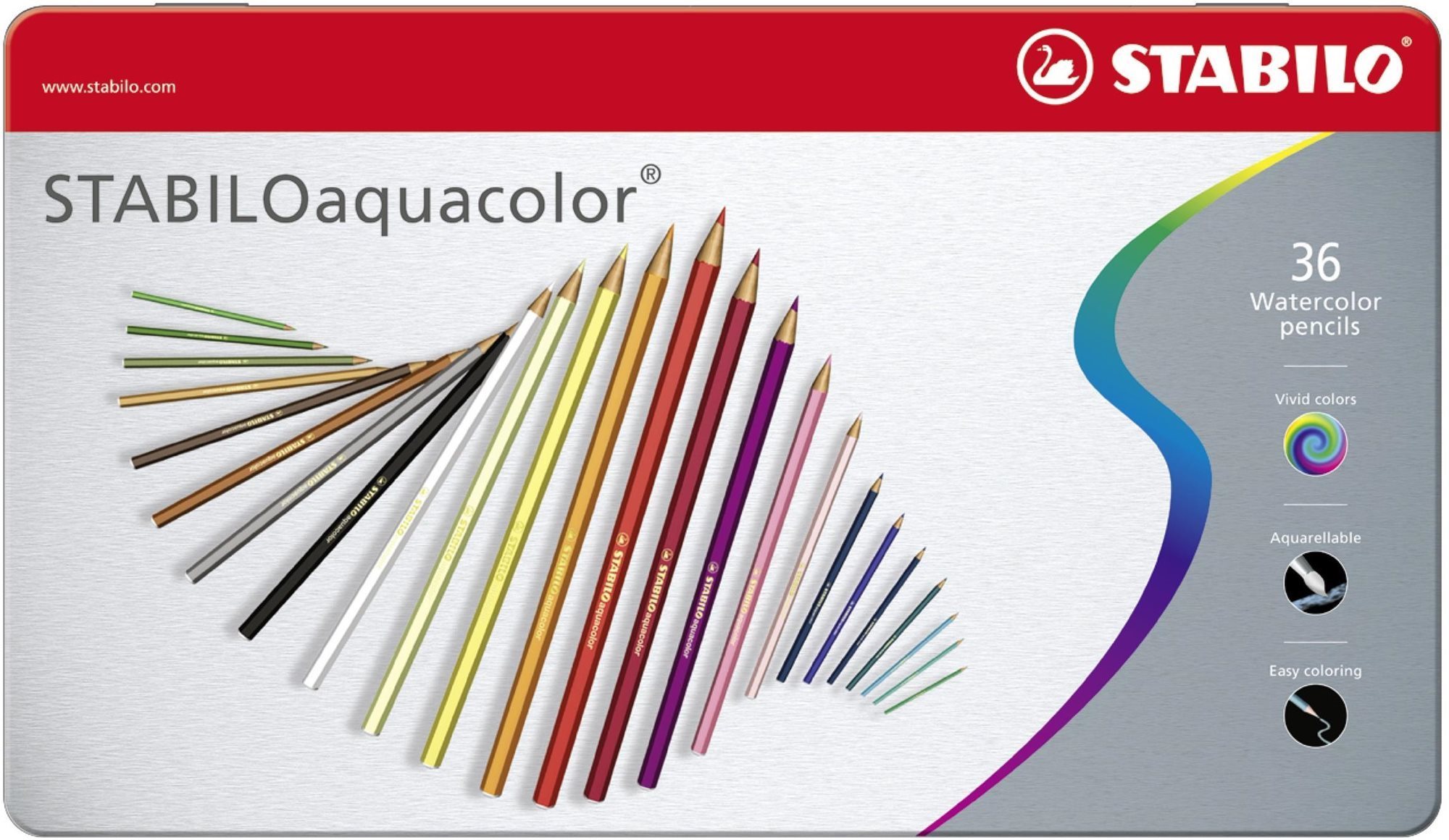 Színes ceruza STABILOaquacolor 36 db fém tok