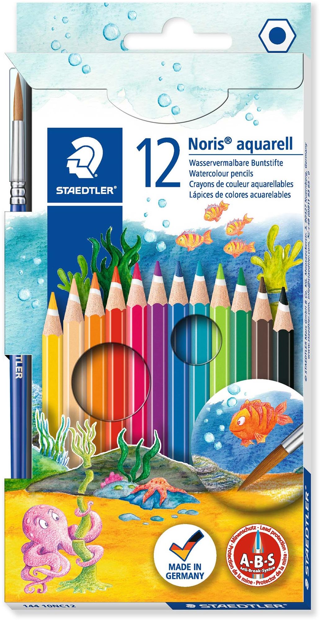 STAEDTLER Akvarell színes ceruzák ecsettel, 12 szín