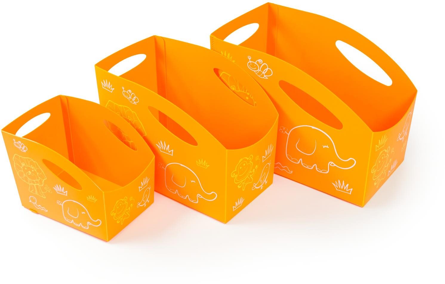 PRIMOBAL Gyerek tárolódoboz készlet, narancssárga, 3db, S + M + L méretben
