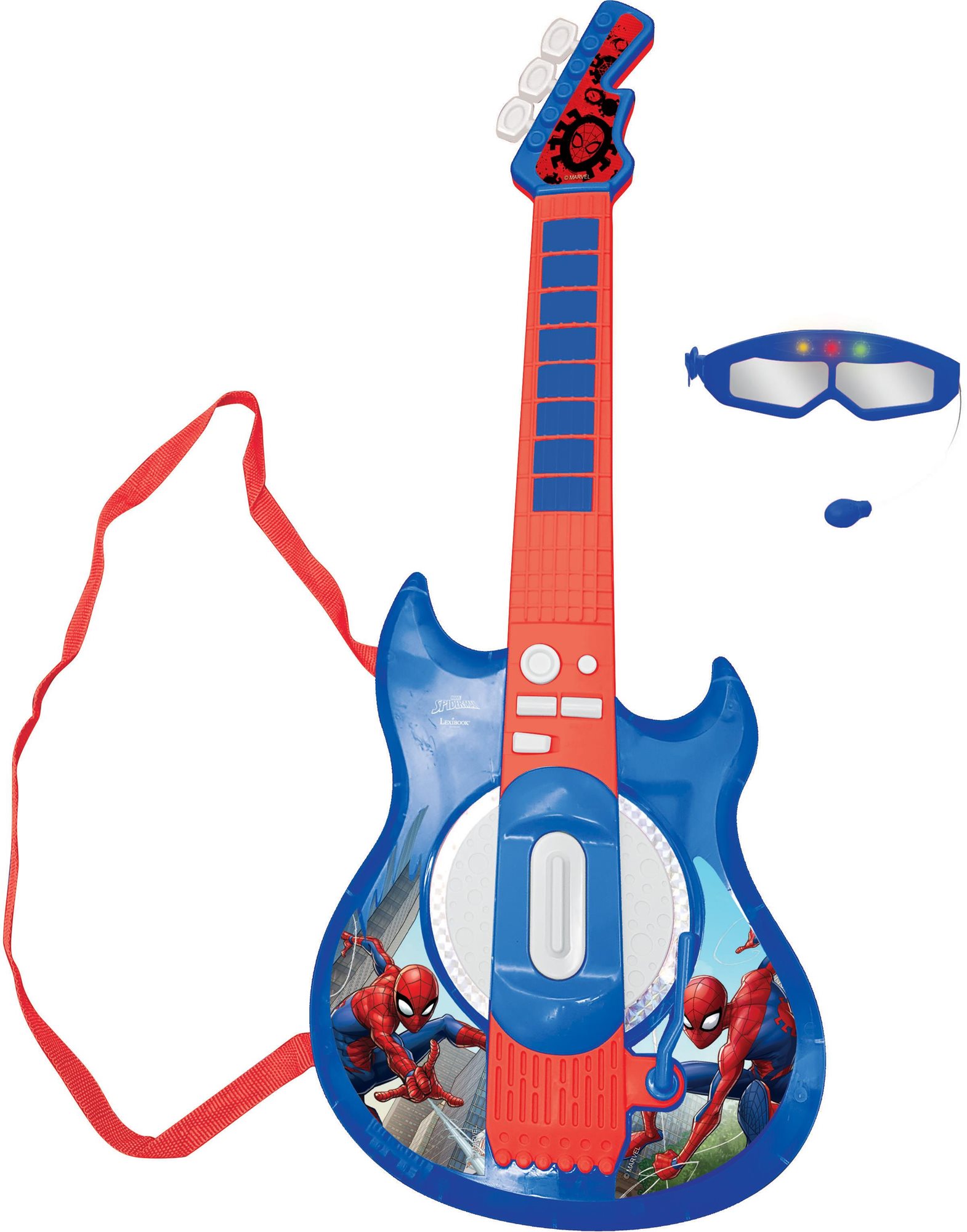 Lexibook Spider-Man Elektronikus világító gitár szemüveg alakú mikrofonnal