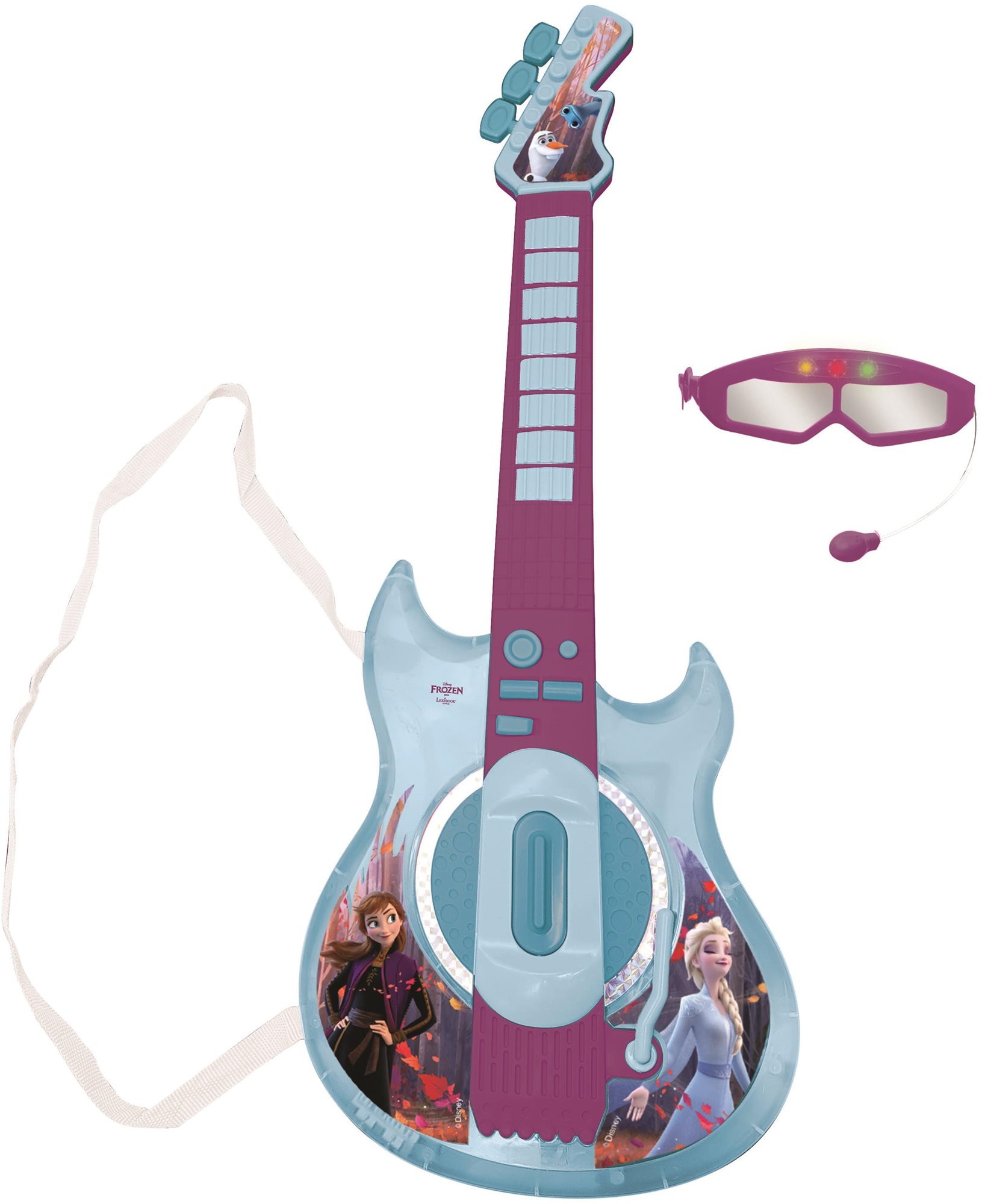Lexibook Frozen Elektronikus világító gitár szemüveg alakú mikrofonnal
