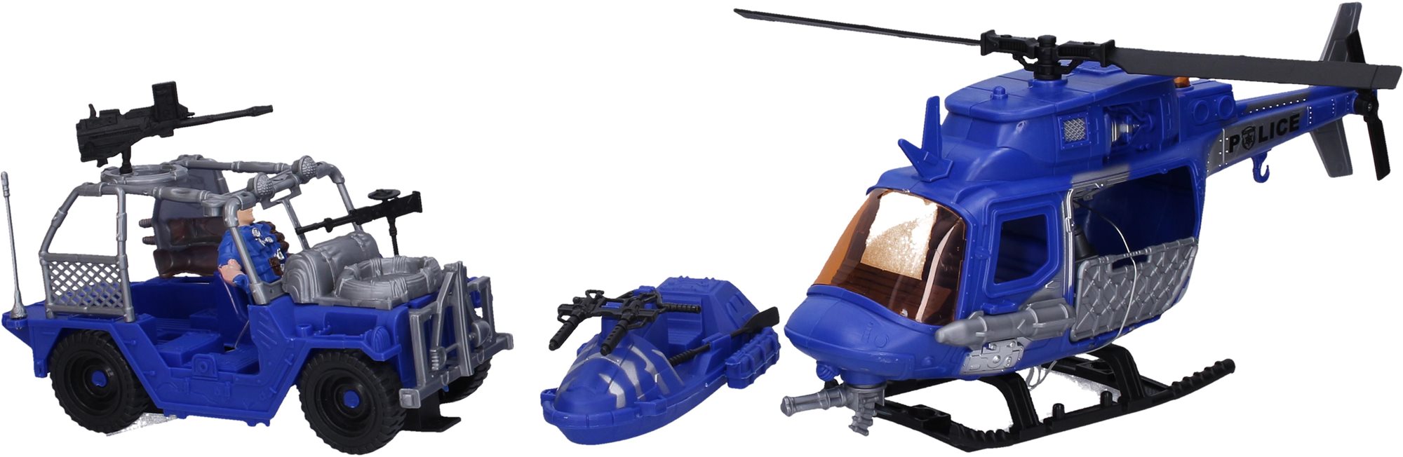 Rendőrségi készlet figurákkal, helikopter 33 cm