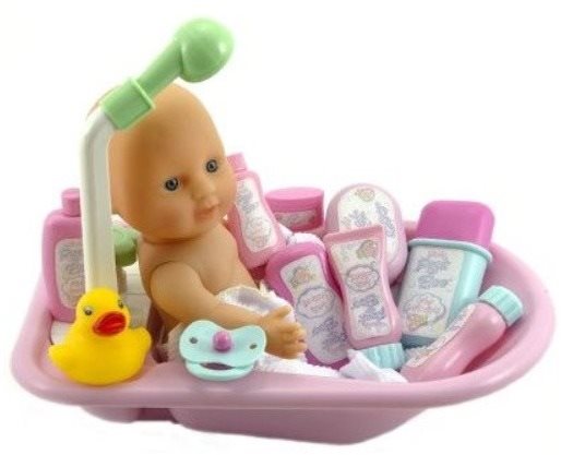 Teddy baba fürdető káddal és tartozékokkal