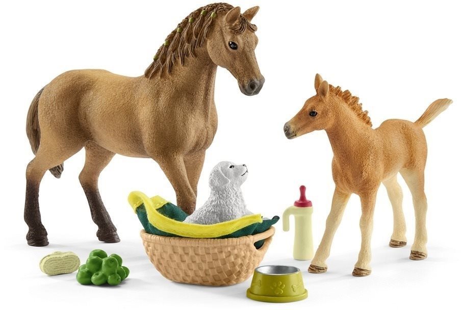 Schleich csikó és Quarter Horse készlet kiskutyával és kiegészítőkkel 42432