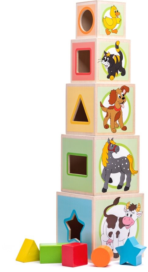 Woody 5 kockából álló torony, állatok