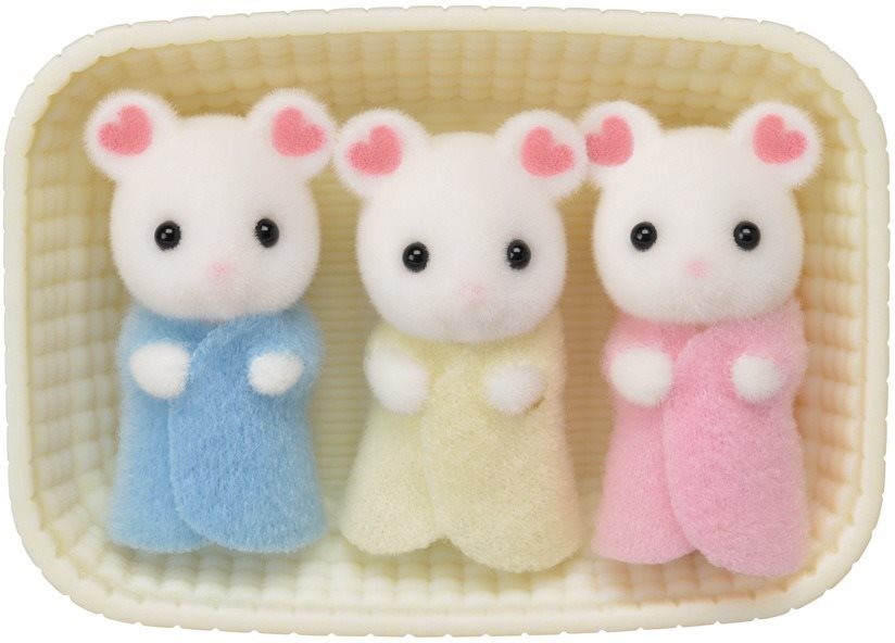 Figura Sylvanian Families Baby Marshmallow egér hármas ikrek