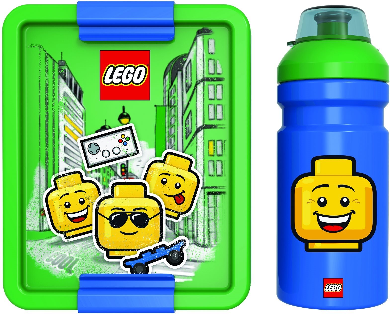Iconic zöld-kék uzsonnásdoboz és kulacs - LEGO®