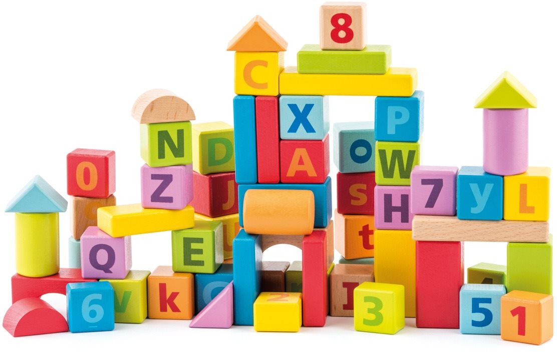 Woody Pasztell Építőkockák betűkkel és számokkal