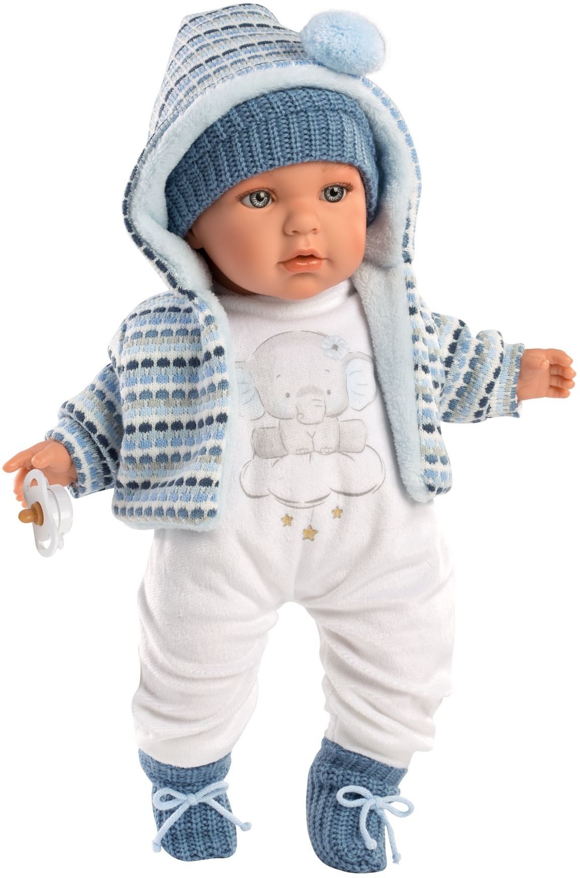 Llorens 42405 Baby Enzo - Élethű játékbaba hangokkal és puha szövet testtel - 42 cm