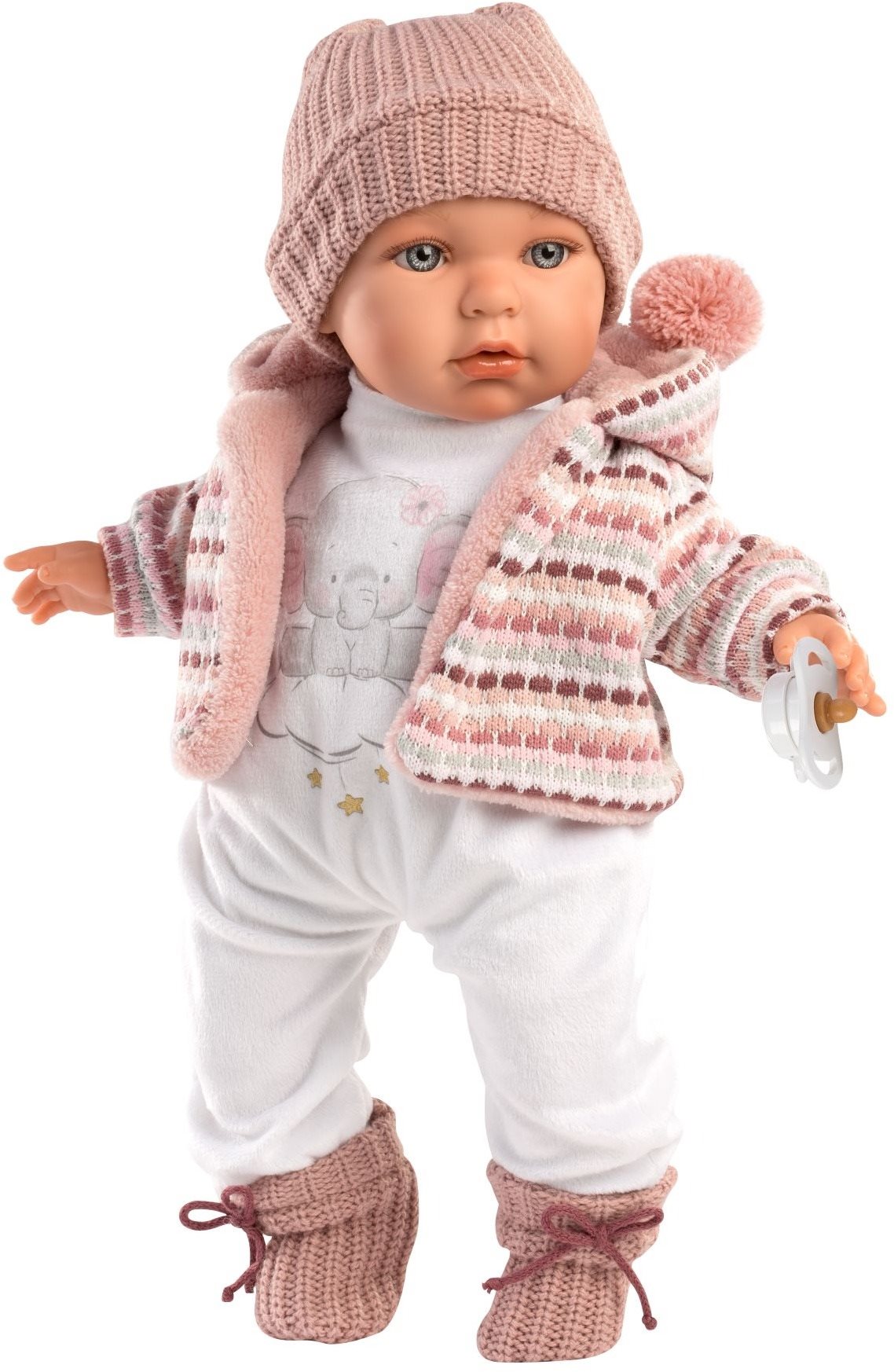 Llorens 42406 Baby Julia - Élethű játékbaba hangokkal és puha szövet testtel - 42 cm