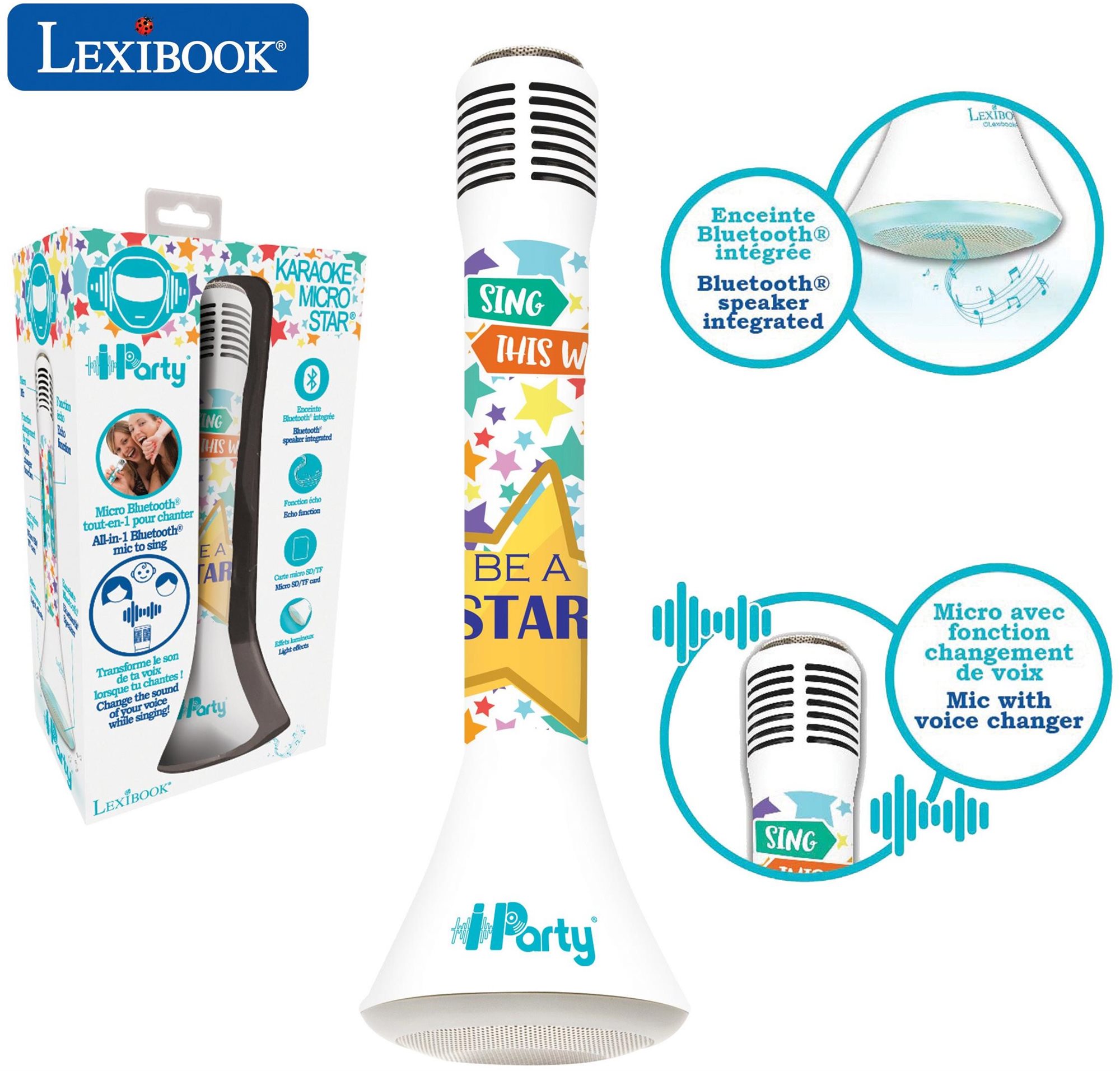 Lexibook iParty vezeték nélküli karaoke mikrofon beépített hangszóróval és fényhatásokkal