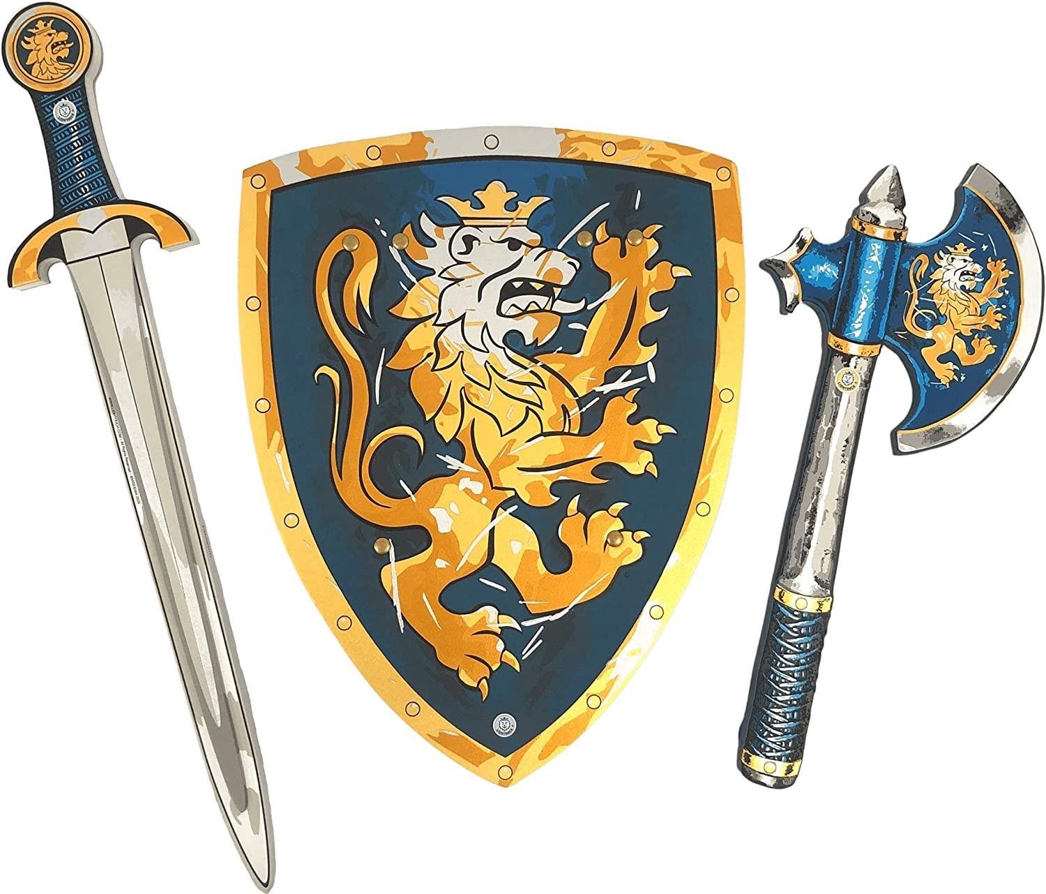 Liontouch lovag szett, kék - Kard, pajzs, fejsze