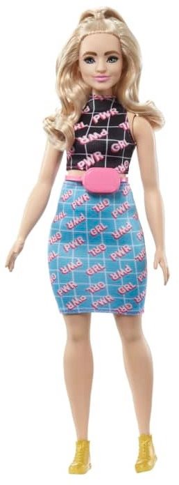 Barbie Modell - Fekete-kék ruha övtáskával