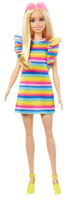 Barbie Modell - Csíkos ruha fodrokkal
