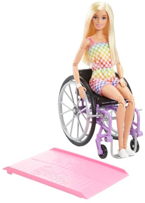 Barbie Modell kerekesszékben Kockás overálban