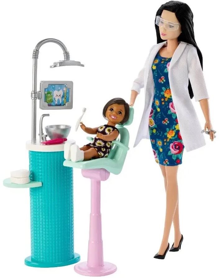 Barbie Karrierbaba játékszett - Barna hajú fogorvosnő