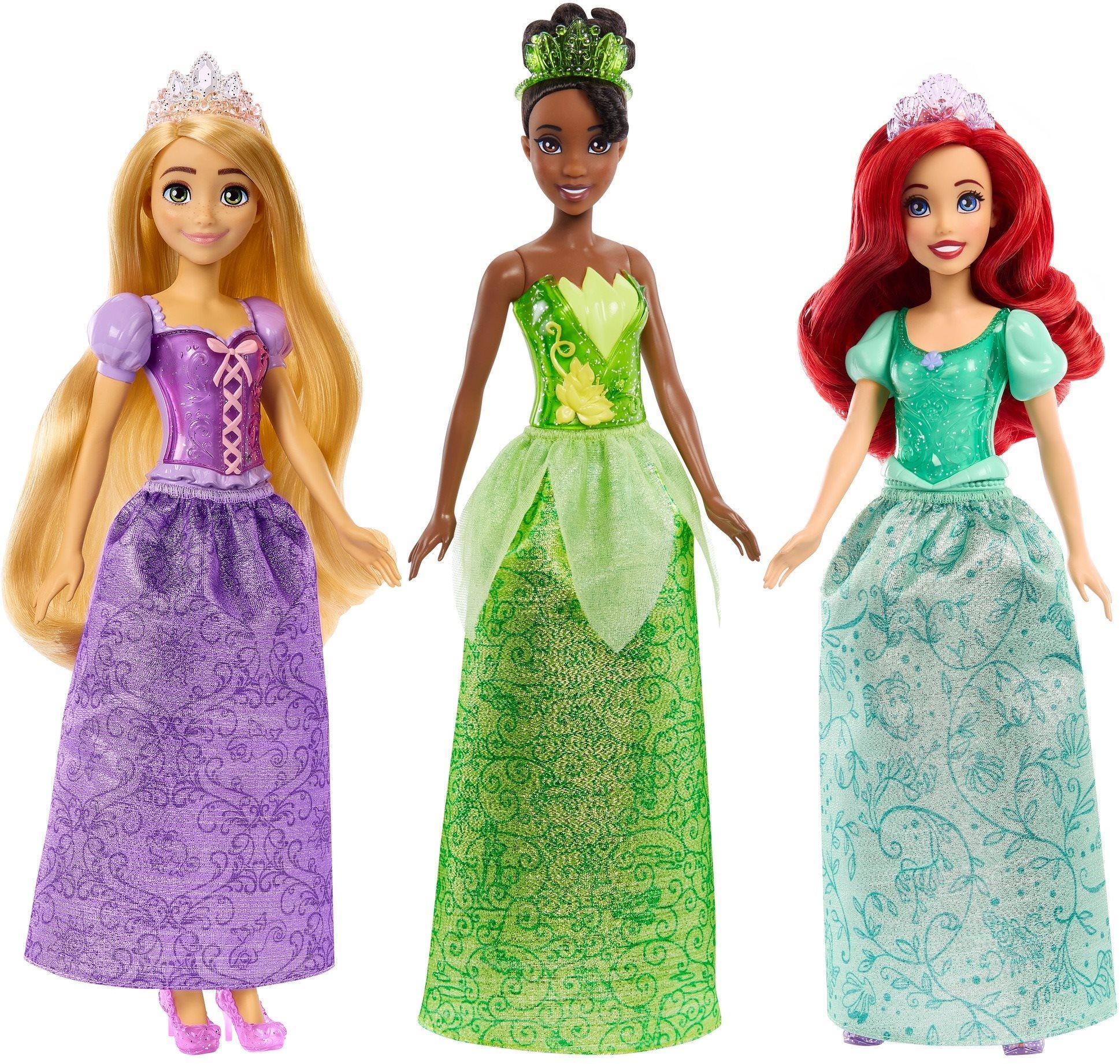 Disney hercegnő babák Ariel, Tiana és Aranyhaj