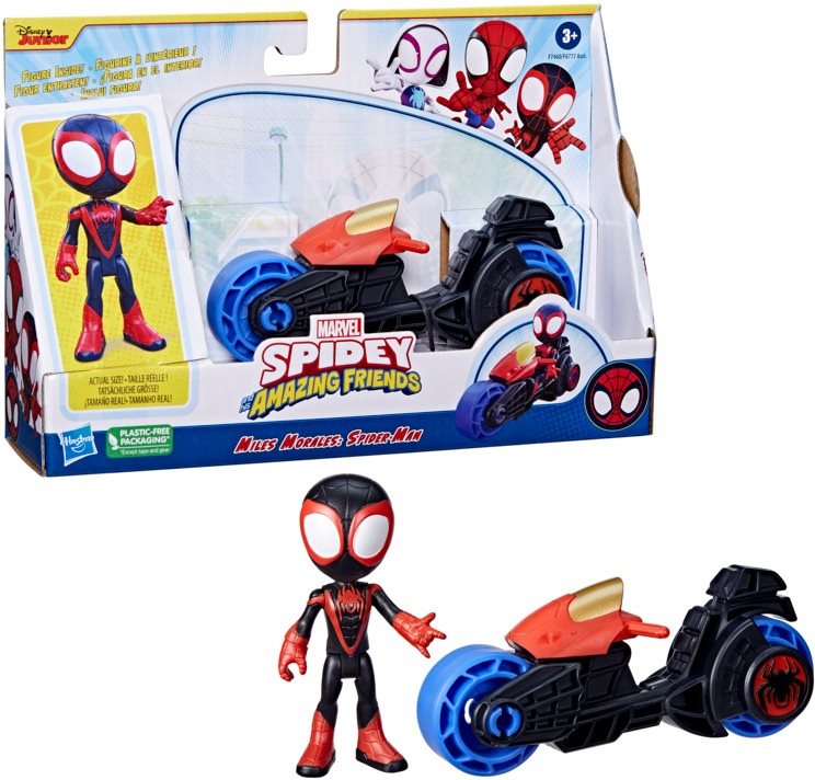 Spider-Man and His Amazing Friends Miles Morales Motorkerékpár és figura 10 cm
