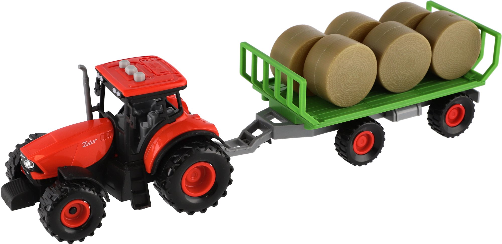 Teddies Traktor Zetor s vlekem a balíky na setrvačník