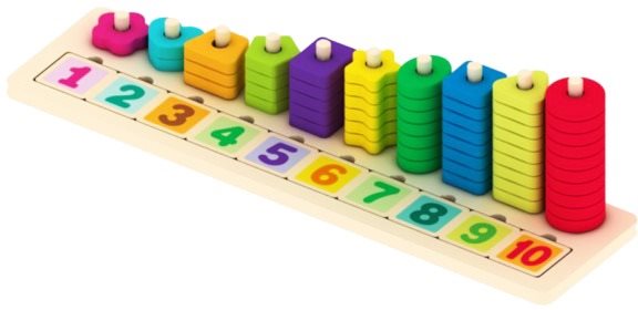 Fa bepakolós játék színes kockákkal, számokkal