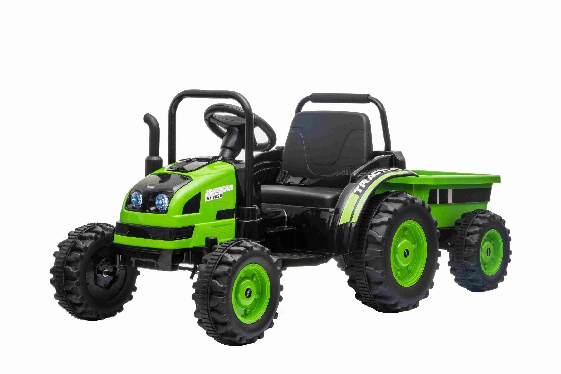 Elektromos gyerek traktor POWER Traktor pótkocsival, zöld