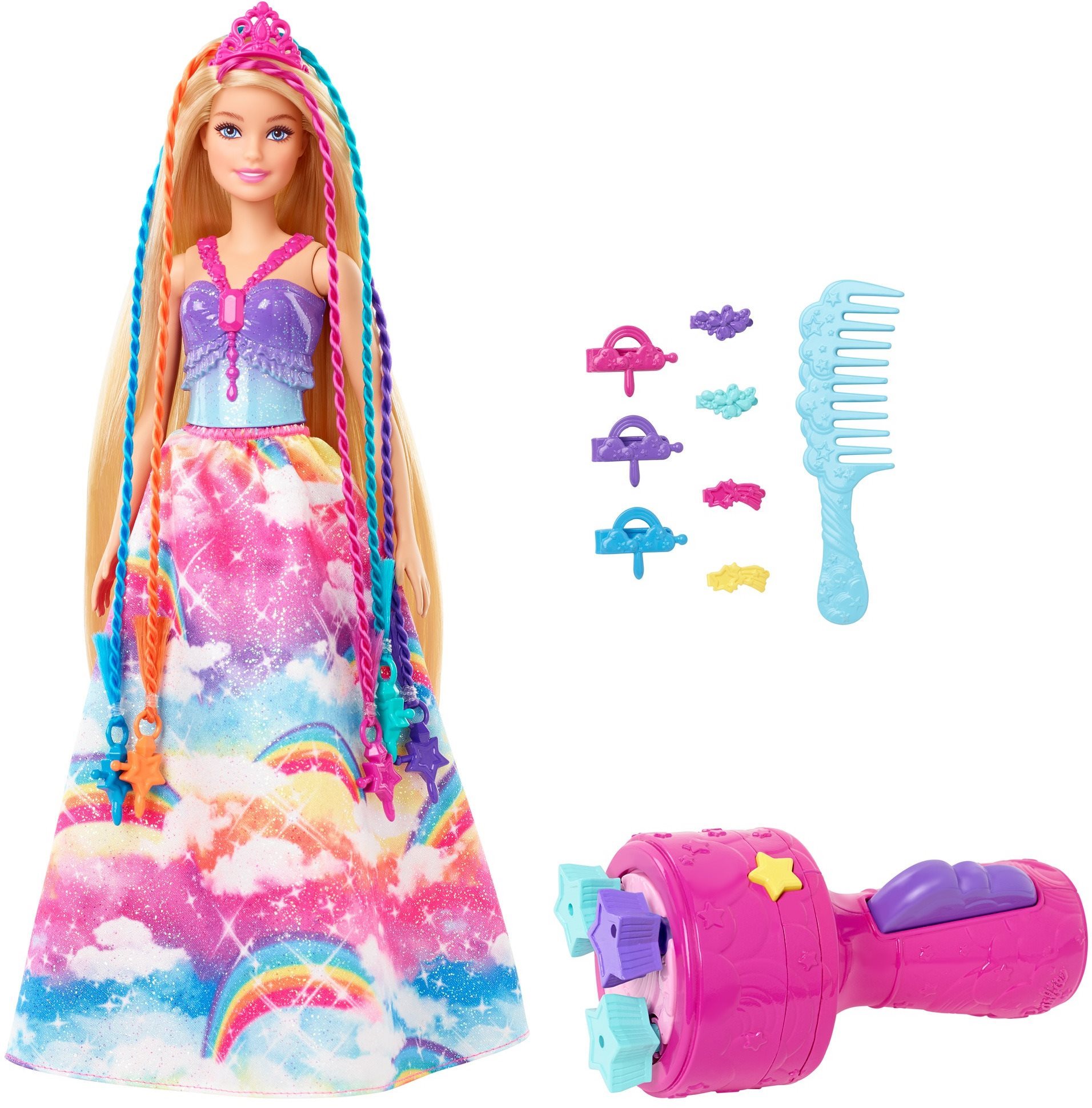Barbie hercegnő színes hajjal játékszett
