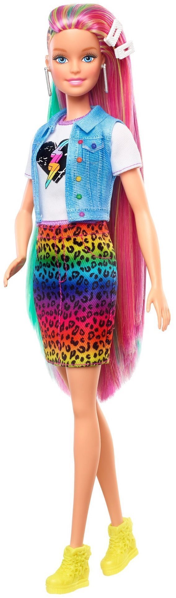 Barbie Leopárd baba szivárványos hajjal és kiegészítőkkel