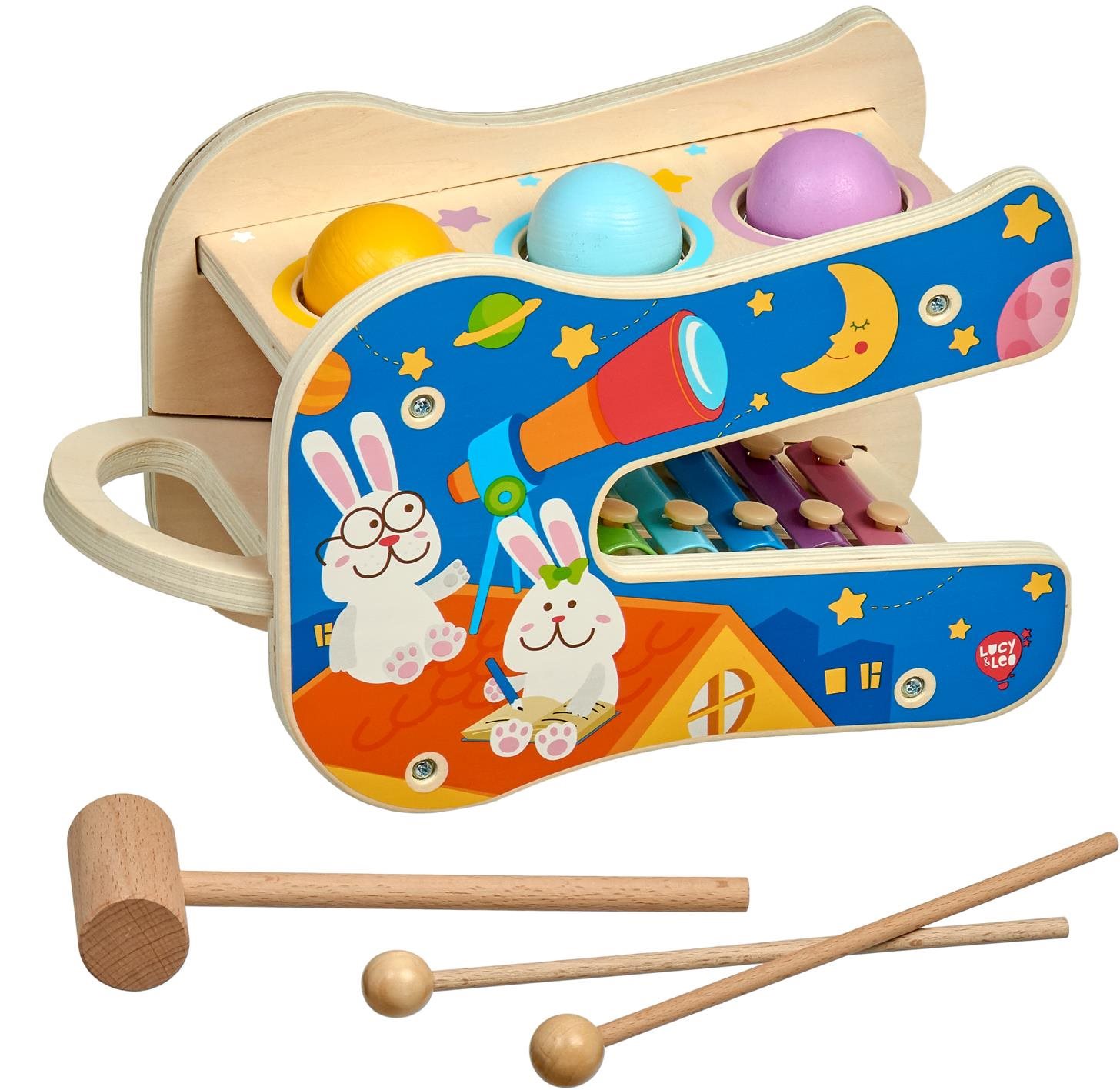 Lucy & Leo 250 Star Melodies - fa játékkészlet xilofonnal és kalapáccsal