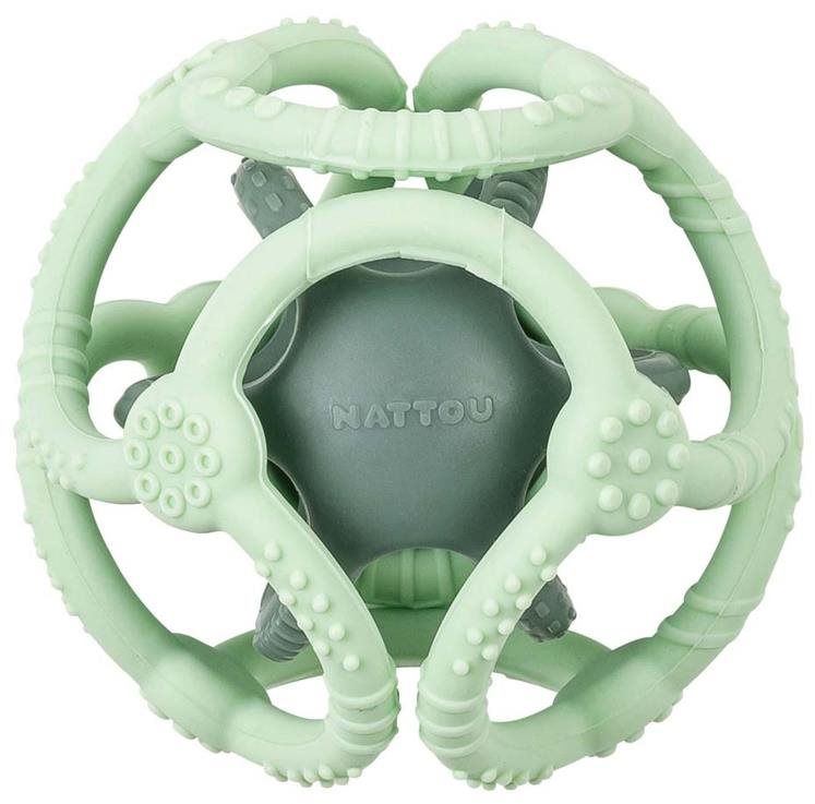 Nattou Szilikon rágóka labda 2 az 1-ben BPA-mentes 10 cm mint