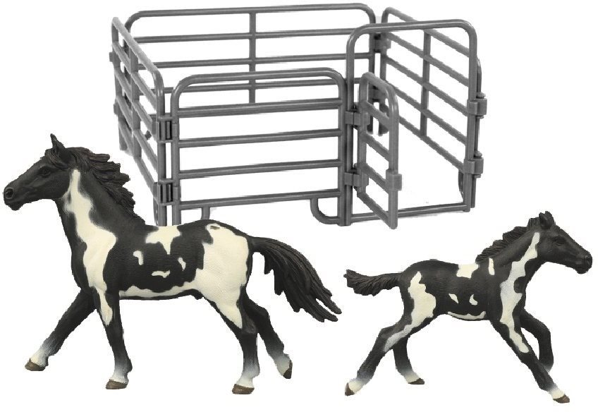 Rappa készlet 2 db fekete-fehér ló, kerítéssel
