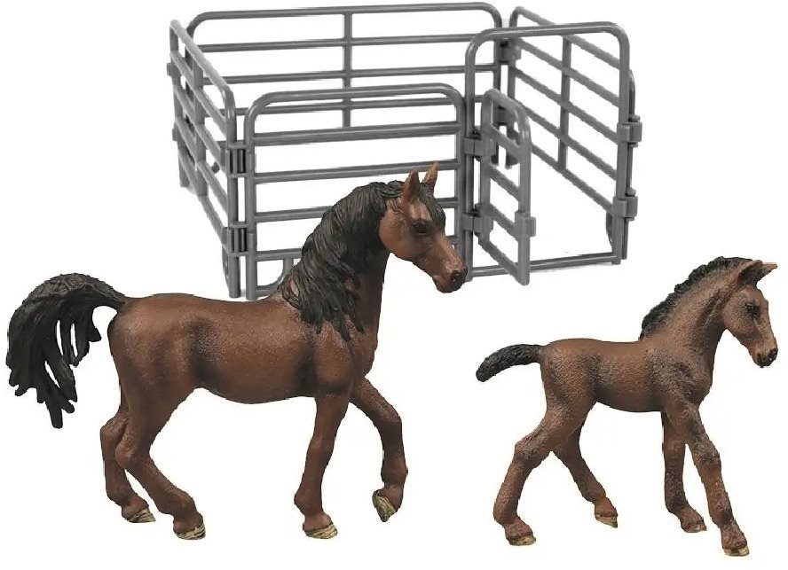 Rappa készlet 2 db barna ló kerítéssel
