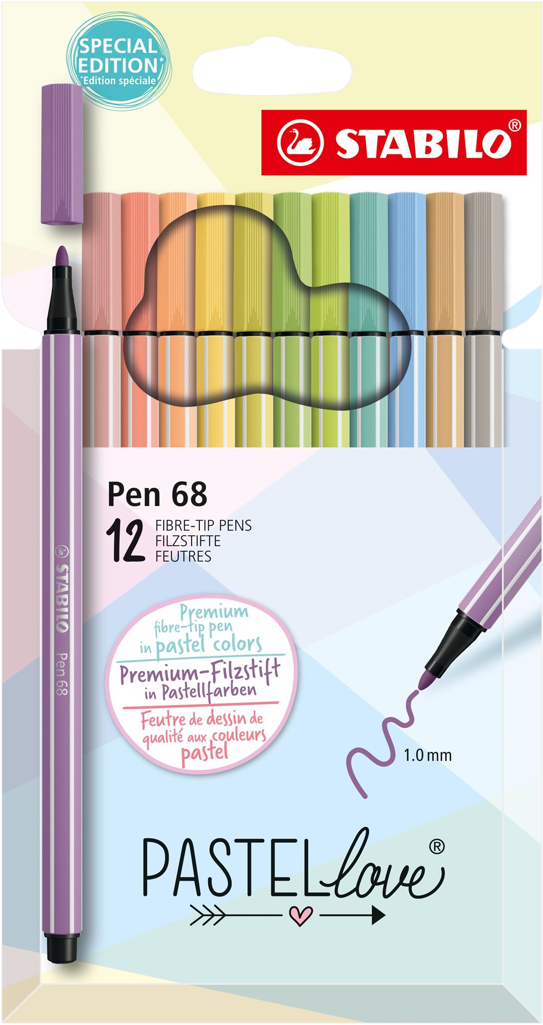 STABILO Pen 68 - Pastellove - 12 db-os szett - 12 különböző szín