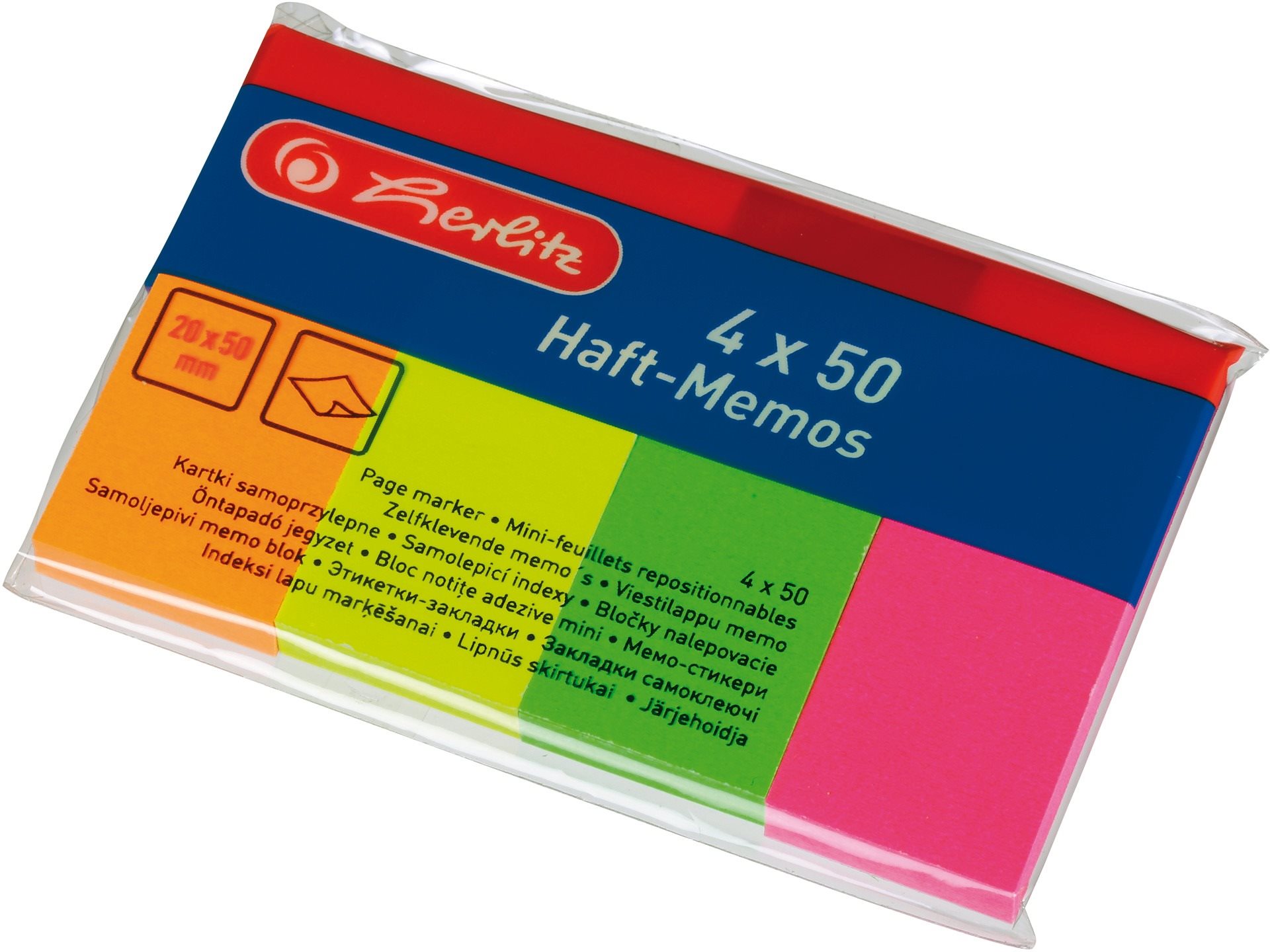 HERLITZ 20 x 50 mm, 4 x 50 lap, neon színekben
