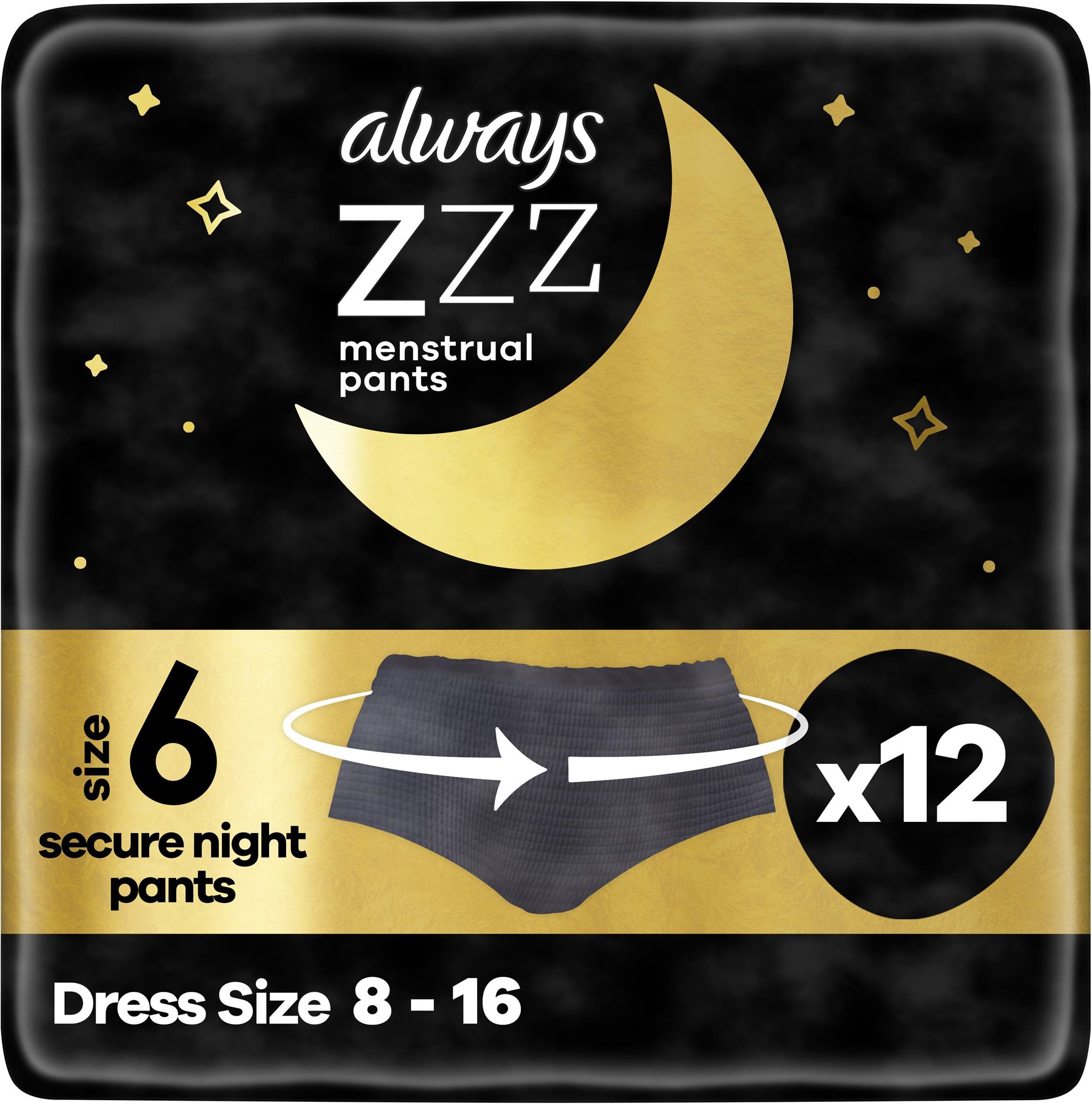 ALWAYS ZZZs jednorázové noční menstruační spodní prádlo 12 ks