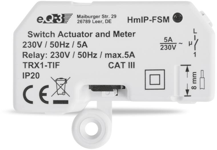 Homematic IP Spínací akční člen s měřením - 5A, skrytá montáž - HmIP-FSM