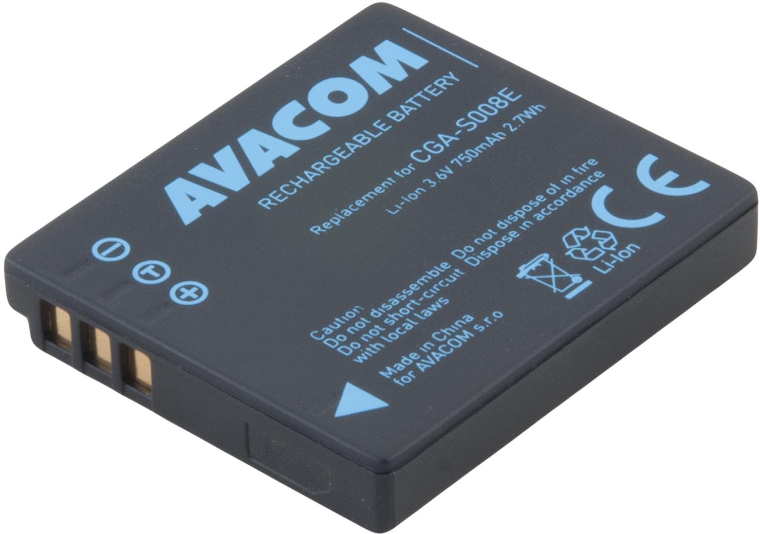 Avacom Panasonic CGA-S008E akkumulátor Li-Ion 3,6 V 750 mAh 2,7 Wh