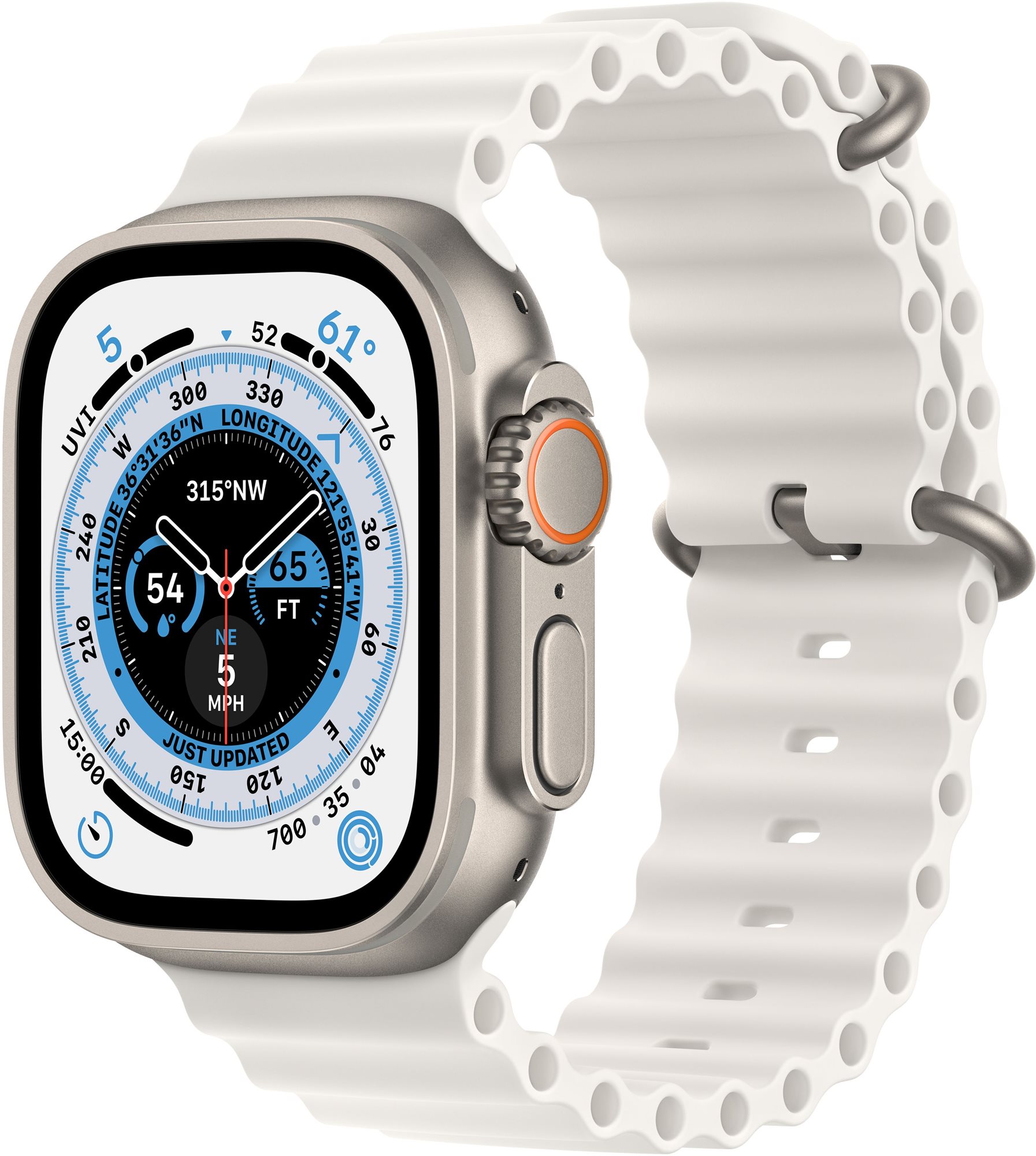 Apple Watch Ultra 49mm - titán tok, fehér óceán szíj