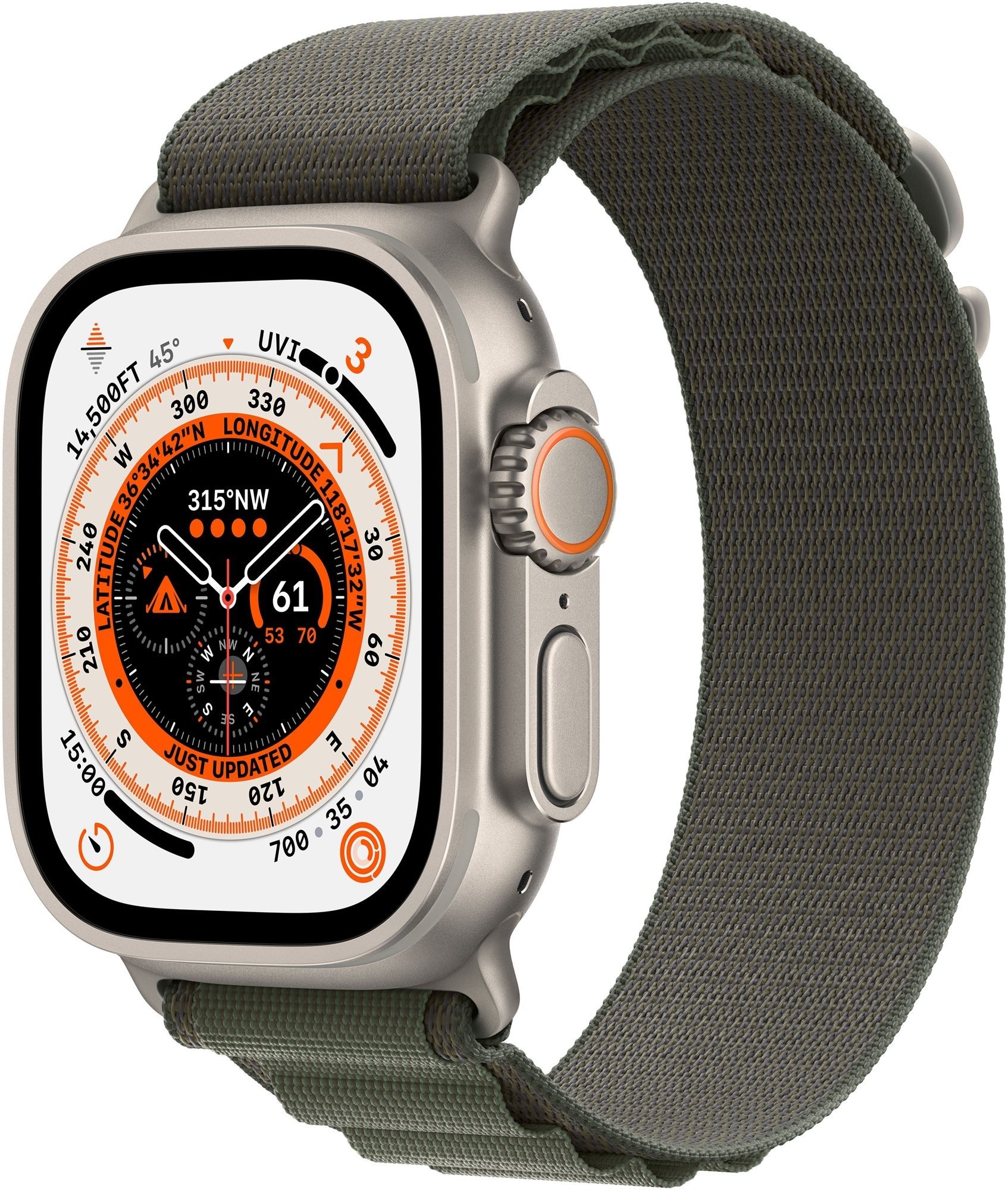 Apple Watch Ultra 49mm - titán tok, zöld alpesi szíj, M