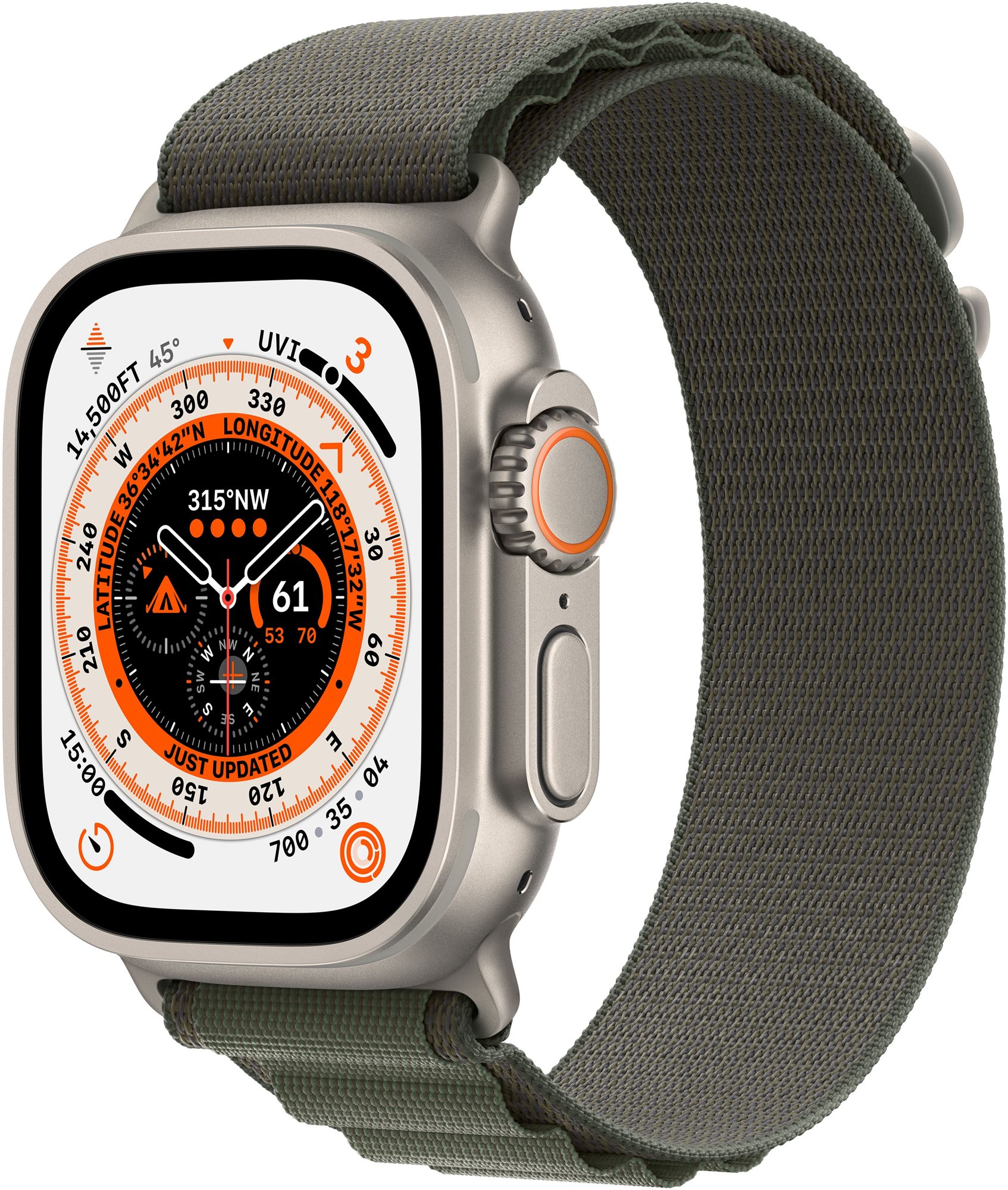 Apple Watch Ultra 49mm - titán tok, zöld alpesi szíj, L