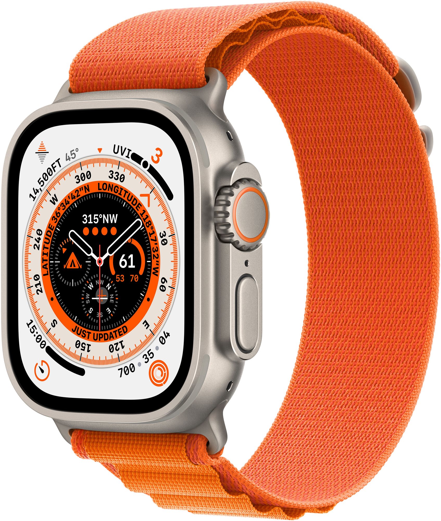 Apple Watch Ultra 49mm - titán tok, narancssárga alpesi szíj, S