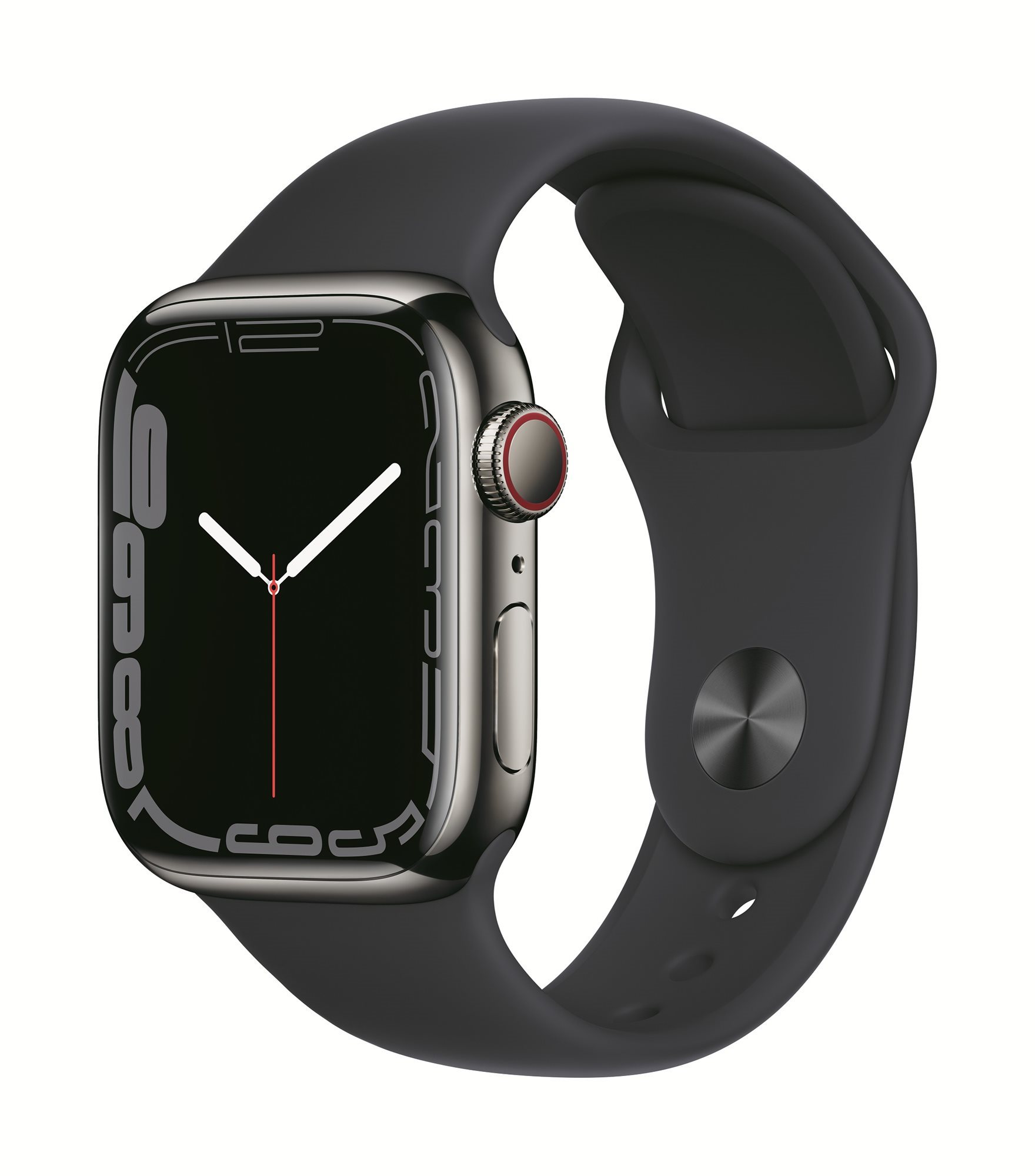 Apple watch series 7 41mm cellular - grafit rozsdamentes acél tok, éjfekete sport szíj