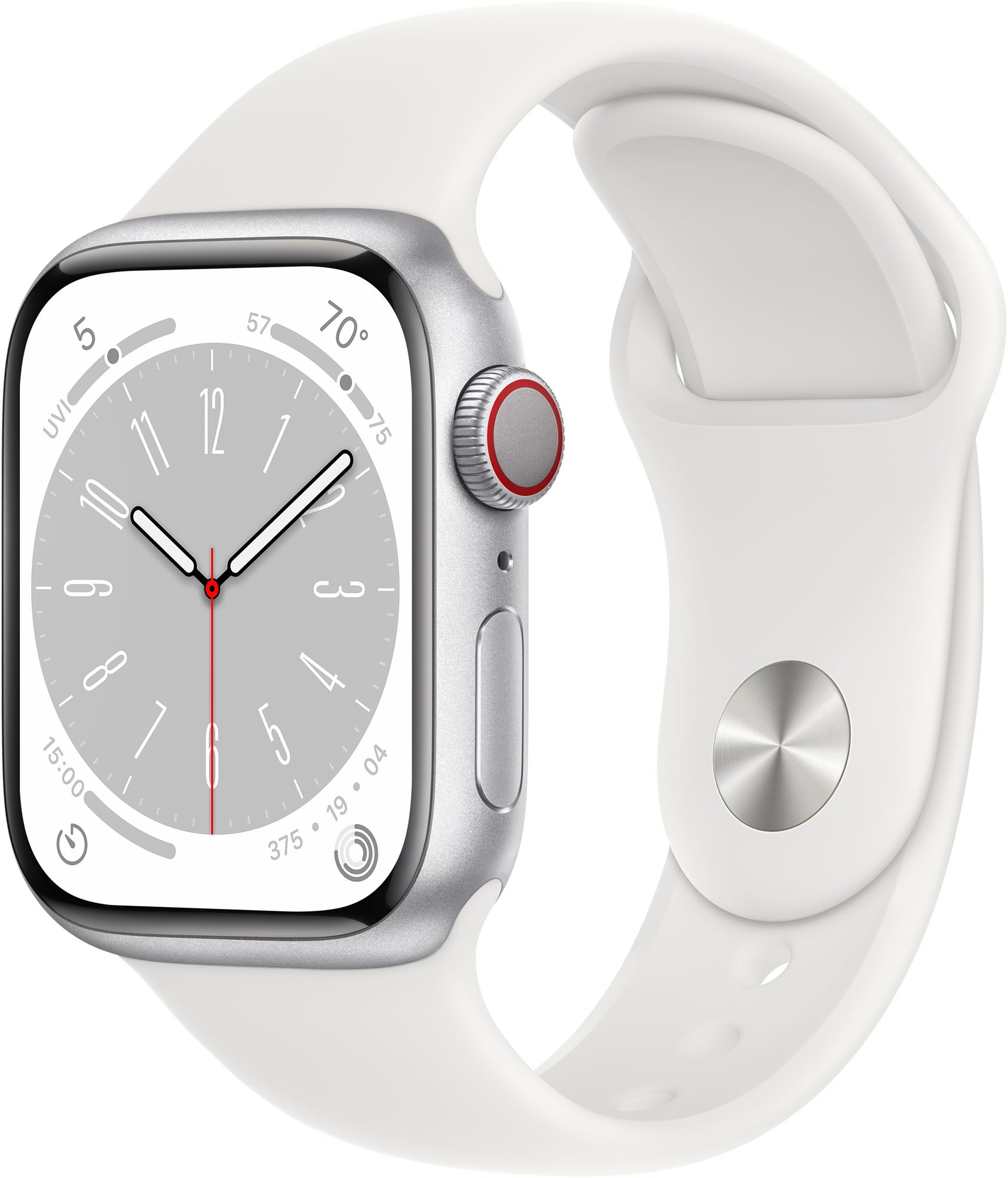 Apple watch series 8 41mm cellular - ezüst alumínium tok, fehér sport szíj