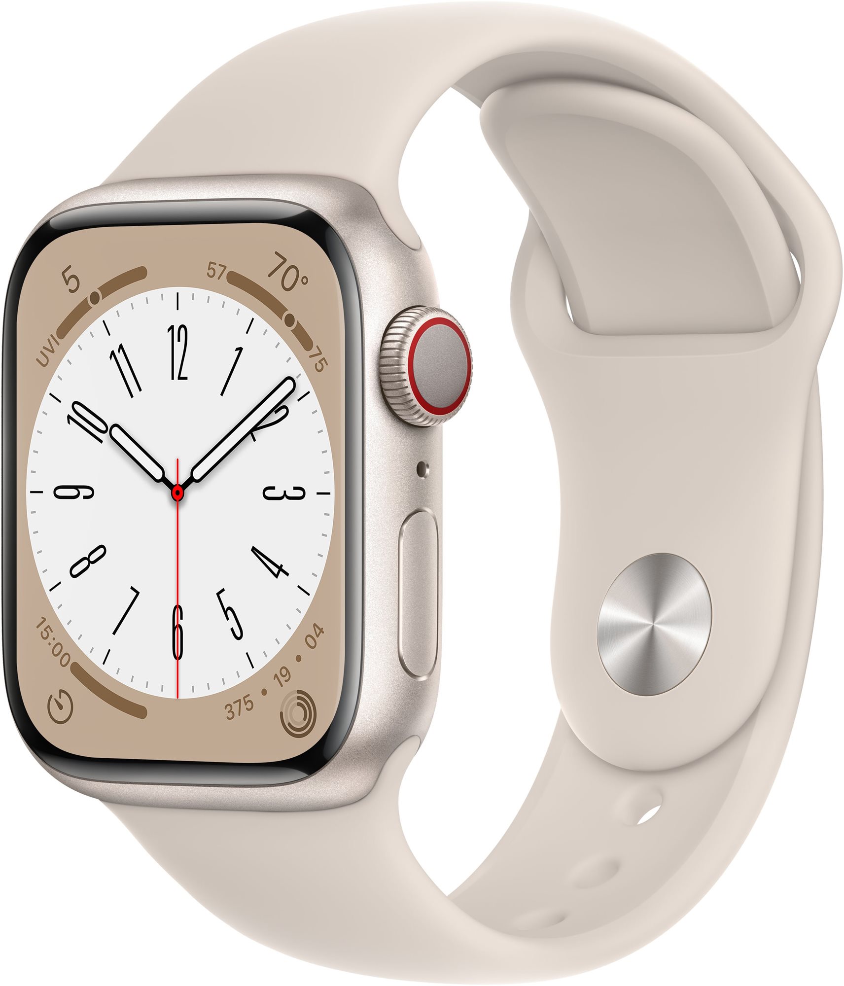 Apple watch series 8 41mm cellular - csillagfény alumínium tok, csillagfény sport szíj