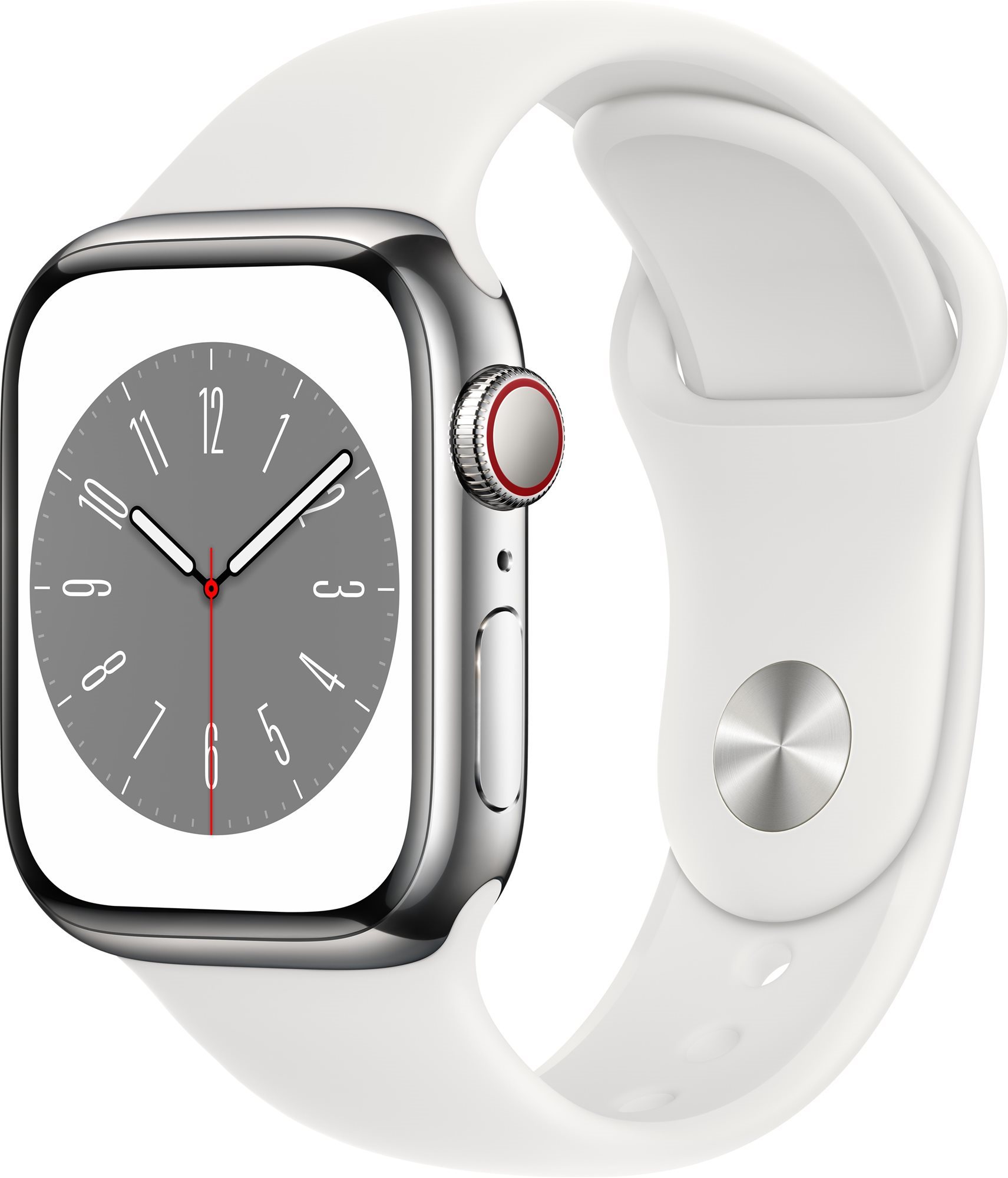 Apple watch series 8 41mm cellular - ezüst rozsdamentes acél tok, csillagfény sport szíj