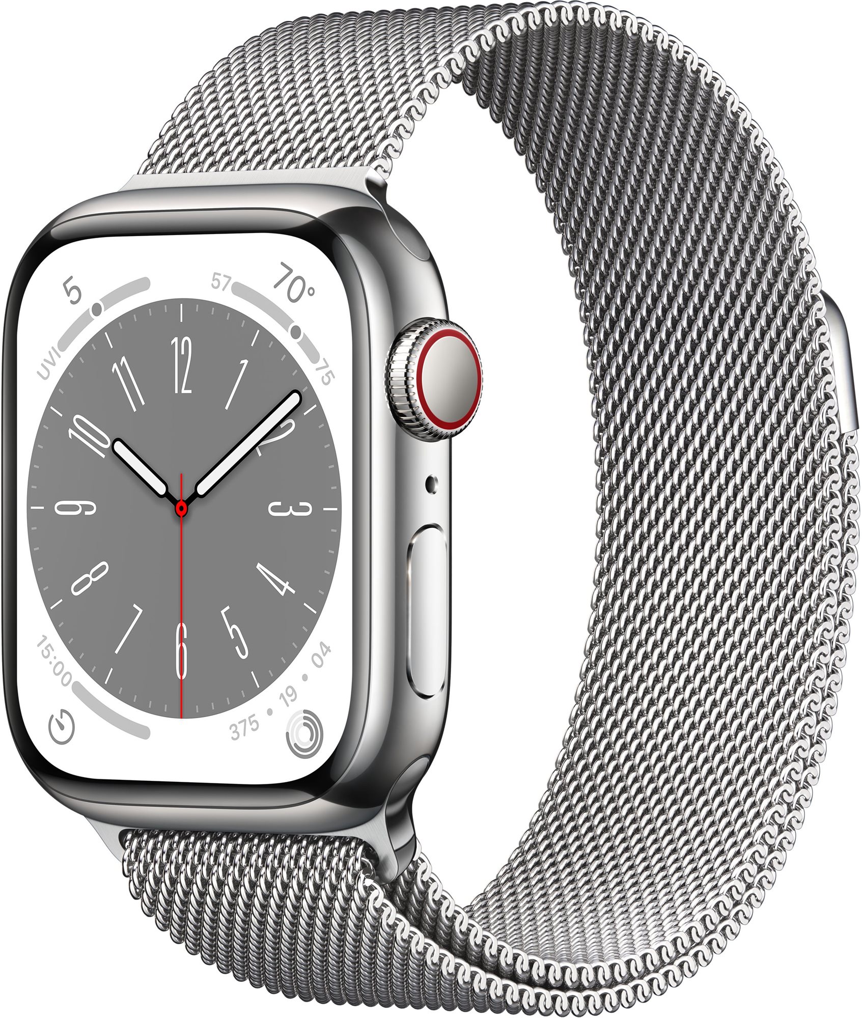 Apple watch series 8 41mm cellular - ezüst rozsdamentes acél tok, milánói szíj
