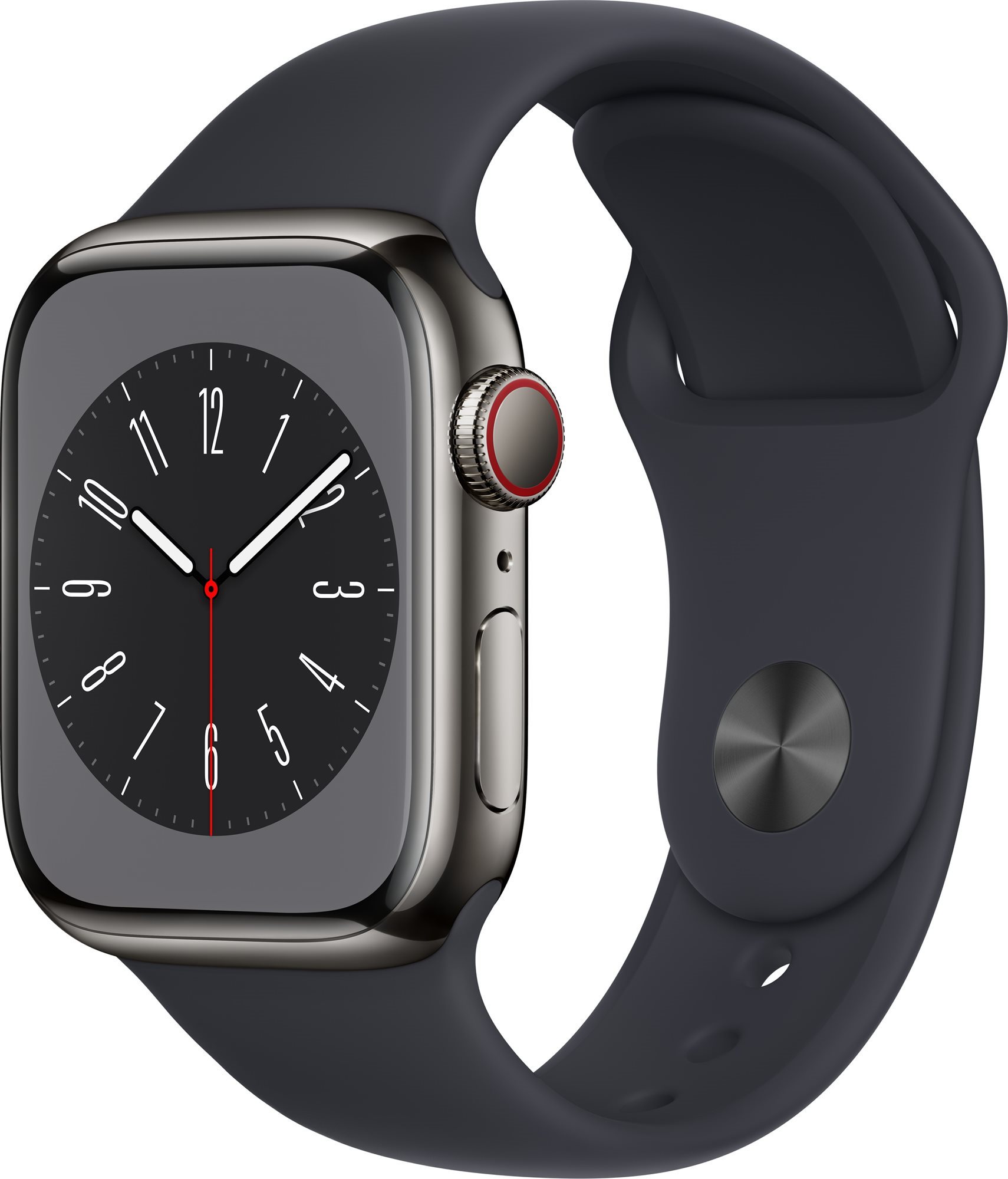 Apple watch series 8 41mm cellular - grafit rozsdamentes acél tok, éjfekete sport szíj