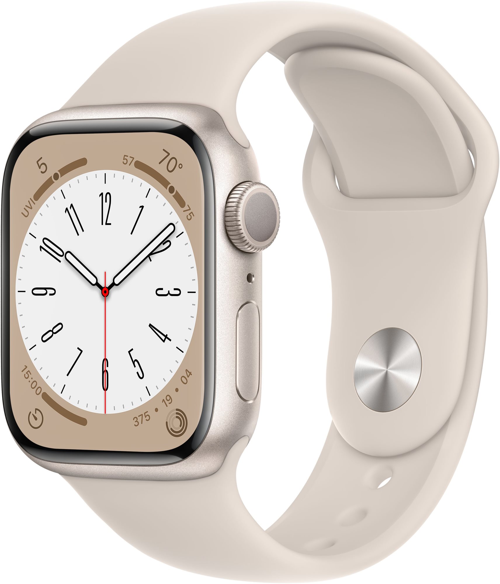 Apple watch series 8 41mm - csillagfény alumínium tok, csillagfény sport szíj