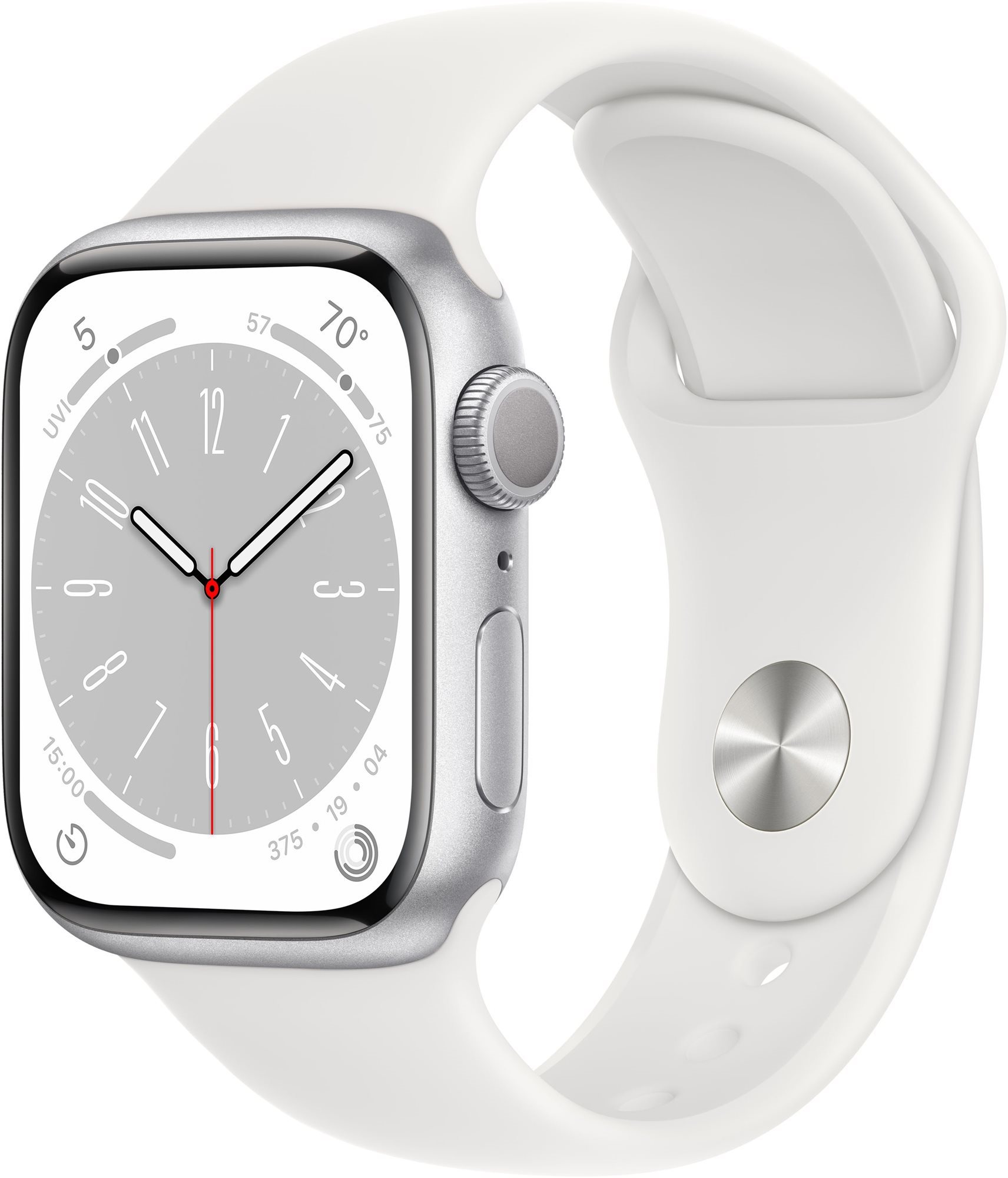 Apple watch series 8 41mm - ezüst alumínium tok, fehér sport szíj